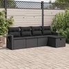 vidaXL Garden Sofa Set Black PE rattan 5-Piece Set Removable Covers