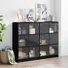 vidaXL Bookcase Black Engineered wood, glass Large Bookcase