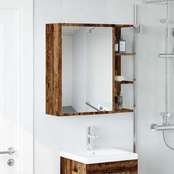 vidaXL Bathroom Mirror Cabinet Old wood Engineered wood, glass