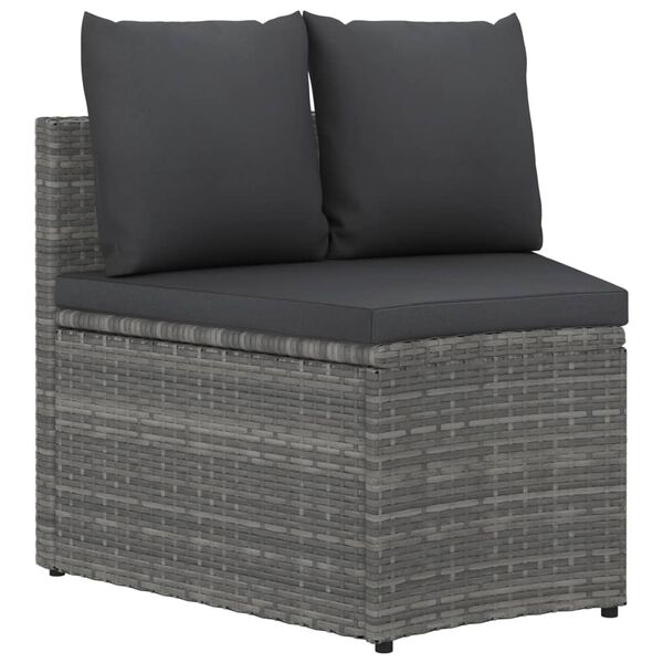 vidaXL 5 Piece Patio Sofa Set with Cushions Poly Rattan Gray