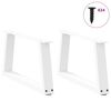 vidaXL Dining Table Leg Set of 2 White Powder-Coated Steel Standard