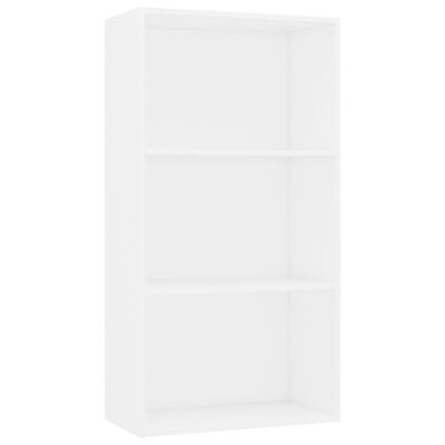 vidaXL 3-Tier Book Cabinet White 23.6"x11.8"x44.9" Engineered Wood