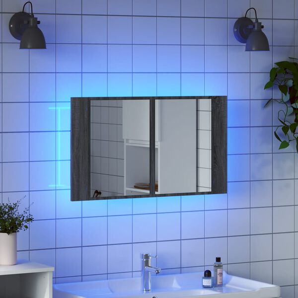 vidaXL LED Mirror Cabinet Grey Sonoma Engineered wood, Acrylic