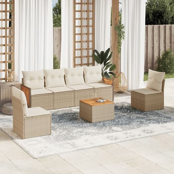 vidaXL Garden Sofa Set Beige PE rattan Large Modular Garden Sofa Set