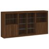 vidaXL Sideboard Brown oak Engineered wood, glass 79.5 in wide Sideboard
