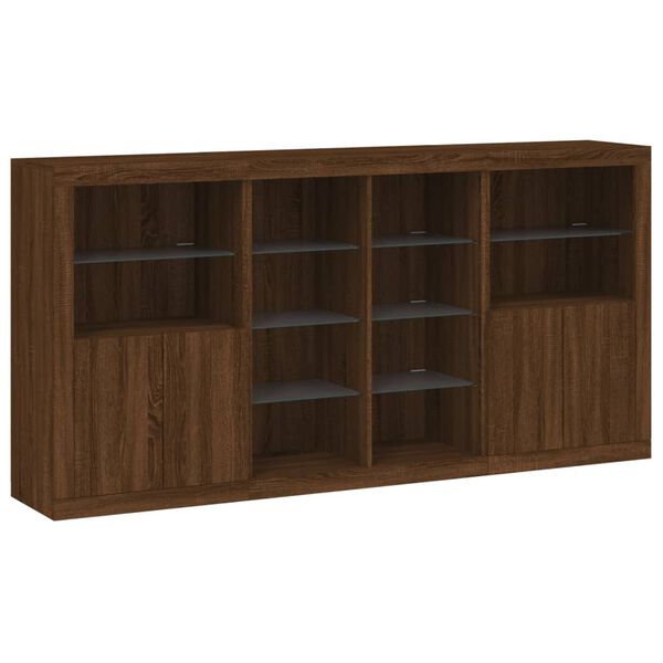 vidaXL Sideboard Brown oak Engineered wood, glass 79.5 in wide Sideboard