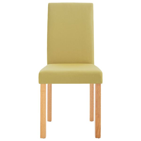 vidaXL Dining Chair Set of 4 Green Fabric and Rubber wood Standard