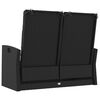 vidaXL Garden Bench Black PE rattan 2 Seater Garden Bench Rectangular