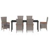 vidaXL Garden Dining Set with Cushion 7 pcs Grey Powder-Coated Steel