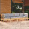 vidaXL Garden Lounge Set Grey, Pine Solid pinewood, 100% polyester fabric