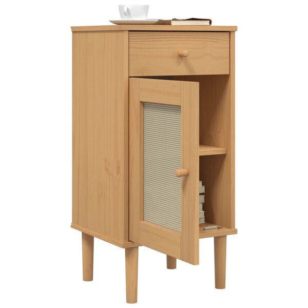 vidaXL Bedside Cabinet Brown Solid Pine Wood Medium Bedside Cabinet