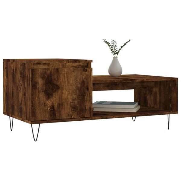 vidaXL Coffee Table Smoked Oak Engineered wood 39.4 x 19.7 x 17.7 in