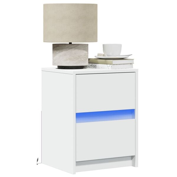 vidaXL Bedside Cabinet Set of 2 White Engineered wood Compact