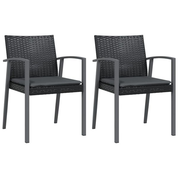 vidaXL Garden Dining Set Black PE rattan 3 Piece Modern