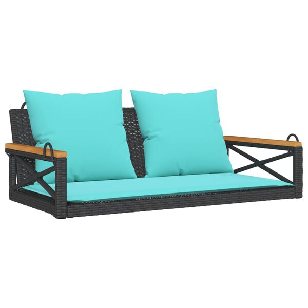 vidaXL Patio Swing Bench Black, Blue