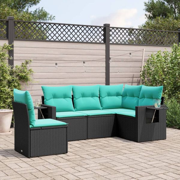 vidaXL Patio Sofa Set Black, Blue