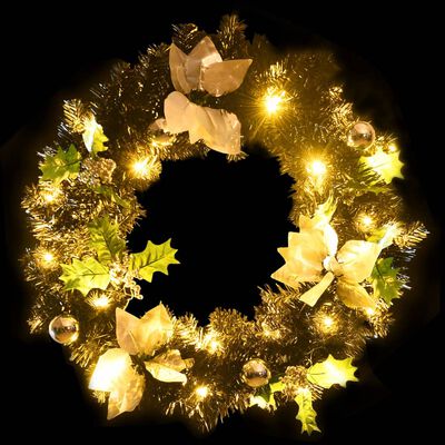 vidaXL Christmas Wreath with LED Lights Black 23.6" PVC