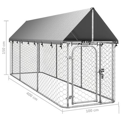 vidaXL Outdoor Dog Kennel with Roof 157.5"x39.4"x59.1"