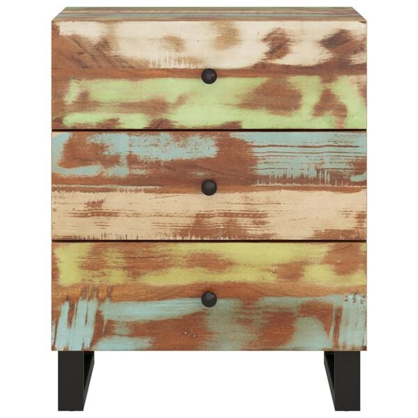 vidaXL Bedside Cabinet Multicolor Reclaimed wood, engineered wood, metal