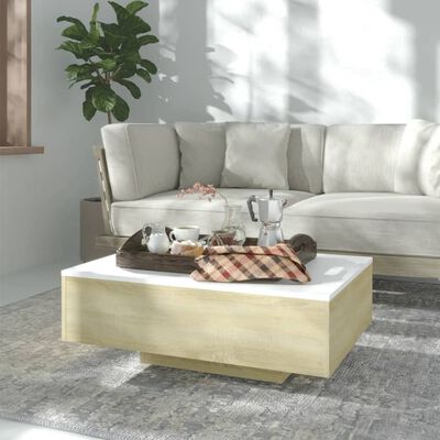 vidaXL Coffee Table White and Sonoma Oak 33.5"x21.7"x12.2" Chipboard