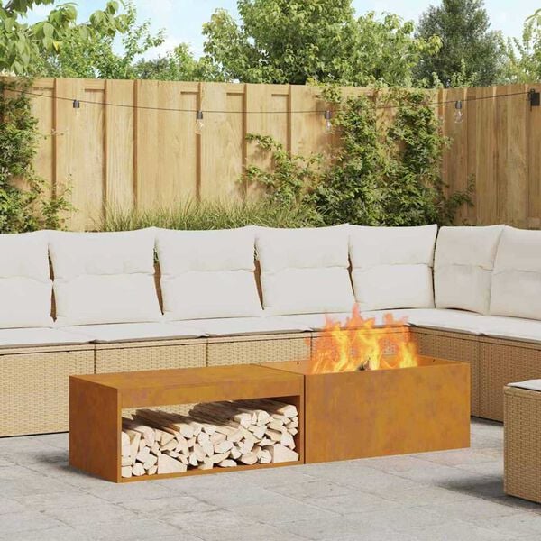 vidaXL Fire Pit Brown 62.99 x 17.72 x 13.78 in Steel