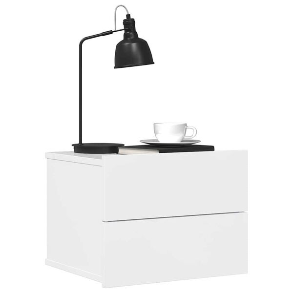 vidaXL Bedside Cabinet Set of 2 High gloss white Engineered wood