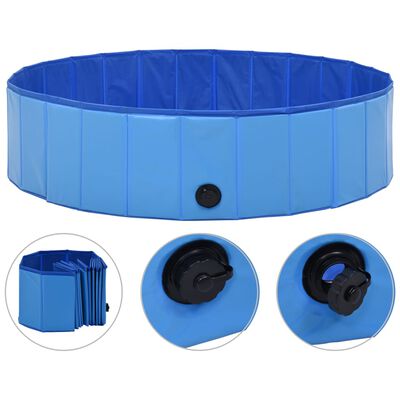 vidaXL Foldable Dog Swimming Pool Blue 47.2"x11.8" PVC
