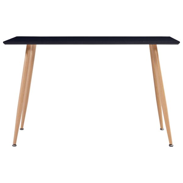 vidaXL Dining Table Black and Oak MDF and Steel