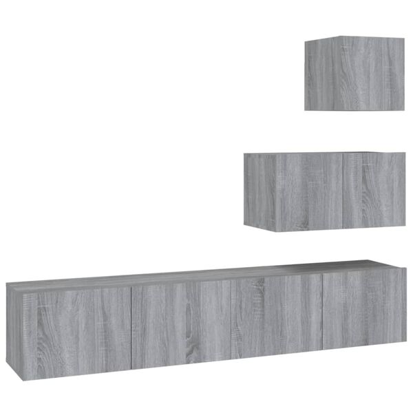 vidaXL TV Cabinet Set Set of 4 Grey Sonoma Engineered wood