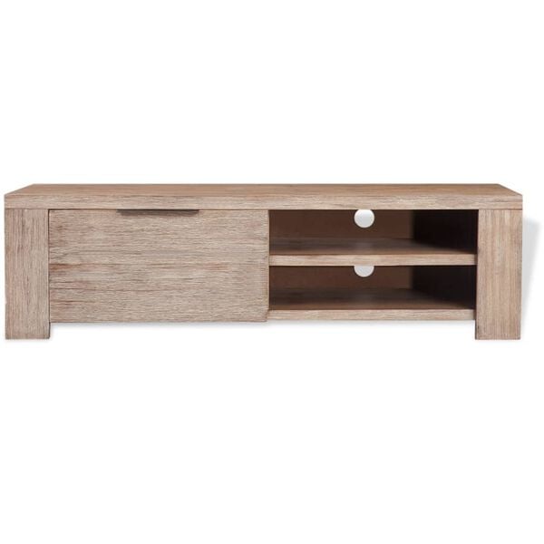 vidaXL TV Cabinet Brushed Acacia Solid Acacia Wood 55.1 in TV Cabinet