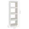 vidaXL Book Cabinet White Solid Pine Wood 15.7 x 13.8 x 53.1 in