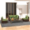 vidaXL Garden Lounge Set Brown with Green Cushions