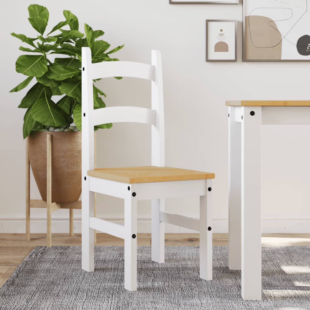 vidaXL Dining Chair White Solid pine wood Standard Minimalistic