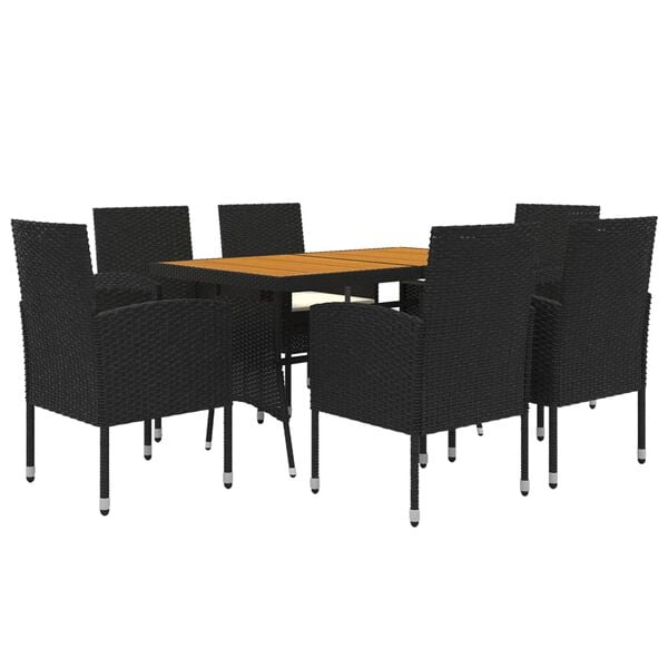 vidaXL Outdoor Dining Set Black and Cream White