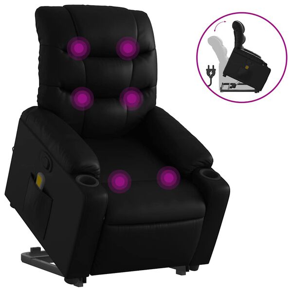 vidaXL Stand Up Massage Recliner Chair Black