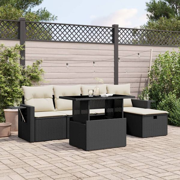 vidaXL Garden Sofa Set Black for the sofa set, Cream white for cushions