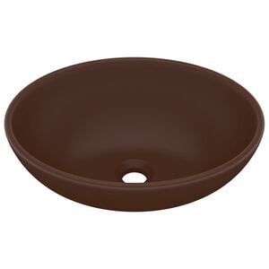 vidaXL Luxury Basin Oval-shaped Matt Dark Brown 15.7x13.0" Ceramic