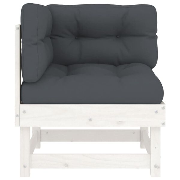 vidaXL Corner Sofa White Solid pine wood Small Modular Corner Sofa