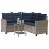vidaXL Garden Sofa Grey PE rattan Medium Adjustable Feet