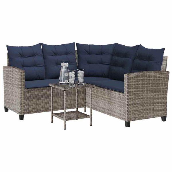 vidaXL Garden Sofa Grey PE rattan Medium Adjustable Feet