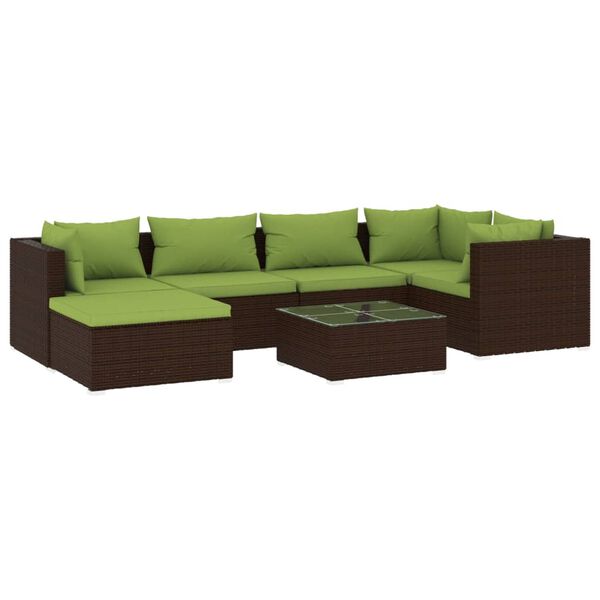 vidaXL Outdoor Lounge Set Brown PE rattan, powder-coated steel Large