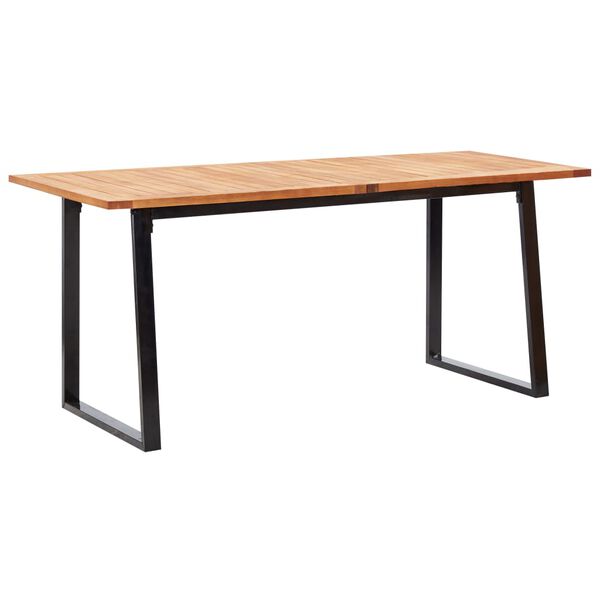 vidaXL 7 Piece Patio Dining Set Poly Rattan and Acacia Wood Gray