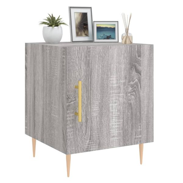 vidaXL Bedside Cabinet Set of 2 Grey Sonoma Engineered wood and iron