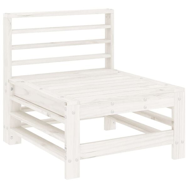 vidaXL Garden Lounge Set White Solid pine wood Medium Modular
