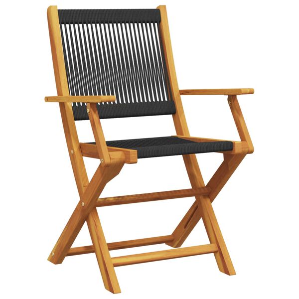 vidaXL Garden Chair Set of 6 Black Solid acacia wood and polypropylene