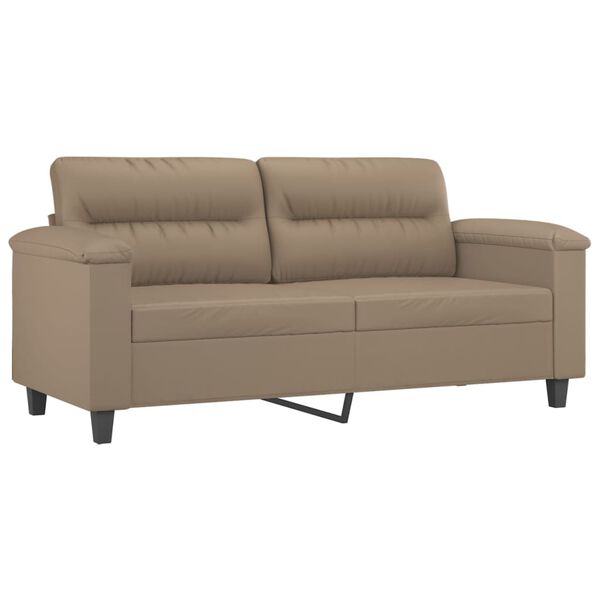 vidaXL Sofa Set Cappuccino Faux leather, metal, textilene, plywood