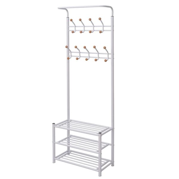 vidaXL Clothes Rack White Steel and Plastic 26.8 x 12.6 x 71.9 in