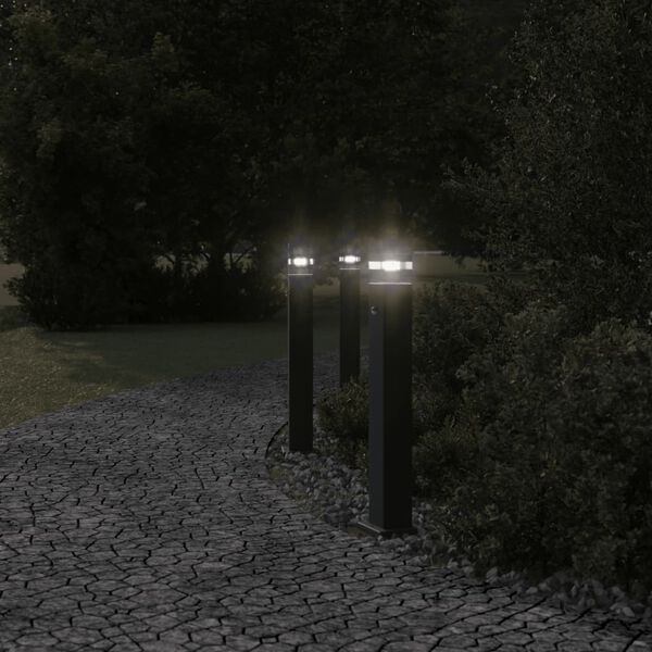 vidaXL Outdoor Floor Lamp Black Die-cast aluminum, Polycarbonate Medium