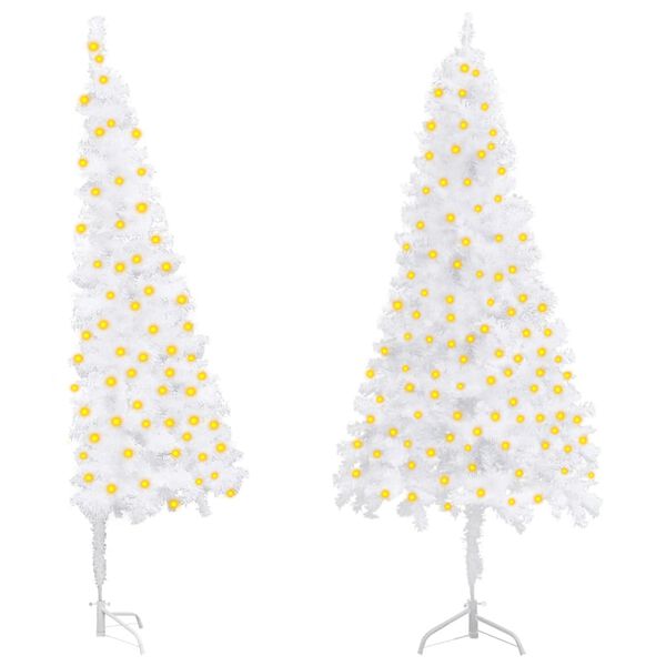 vidaXL Corner Artificial Pre-lit Christmas Tree White 70.9" PVC
