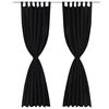 vidaXL 2 pcs Black Micro-Satin Curtains with Loops 55.1 x 88.6"